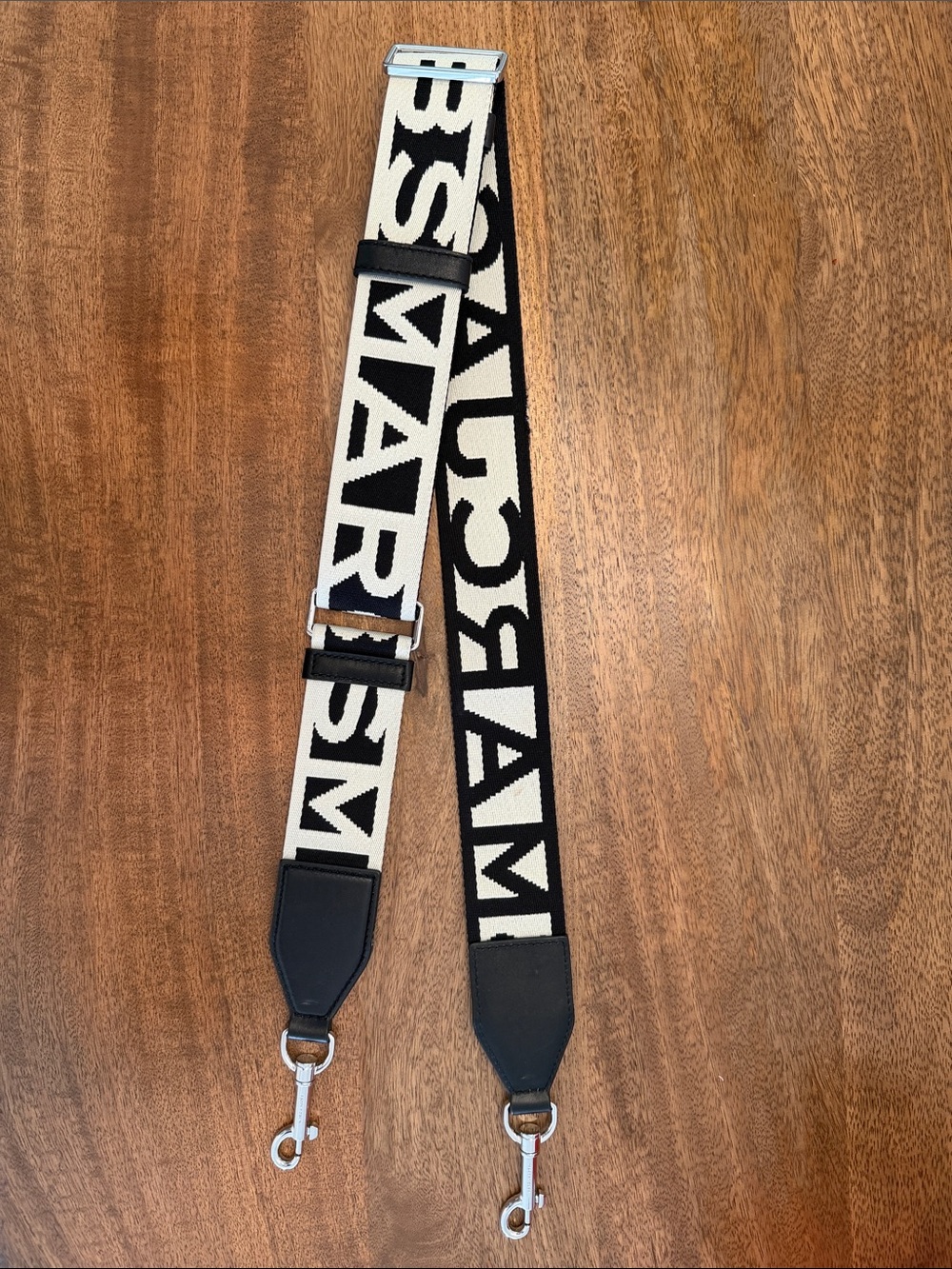 Marc Jacobs Black and White Logo Jacquard Strap
